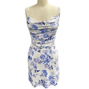 Floral Mini Cowl Neck Slip Dress